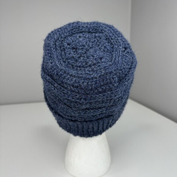 Handmade‎ New Navy Blue Merino Wool Slouchy Winter Knit Beanie -Adult Large - Picture 4 of 8